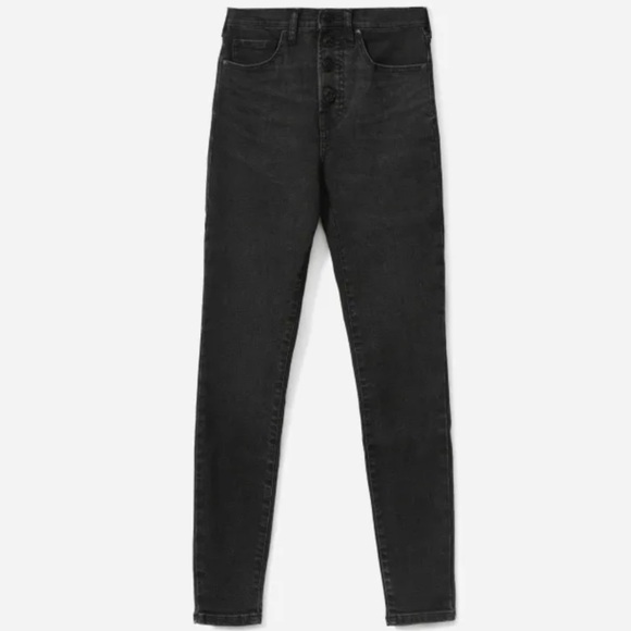 Everlane The Authentic Stretch High Rise Skinny Button Fly Washed Black 25 - Picture 3 of 9